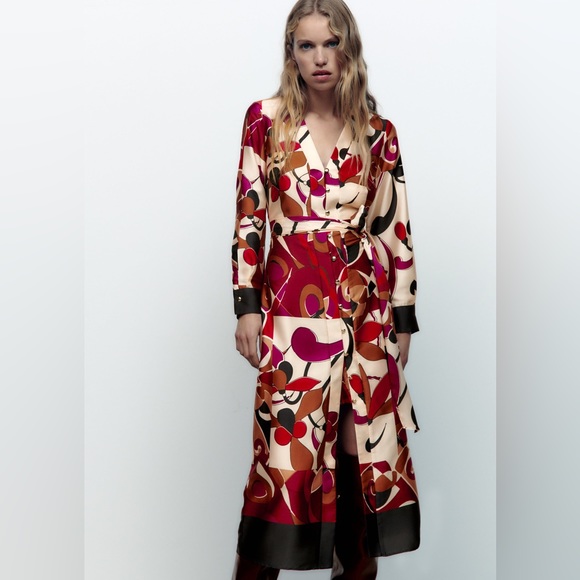 New Zara Satin Effect Floral Dress - 9073/303 - Picture 3 of 14